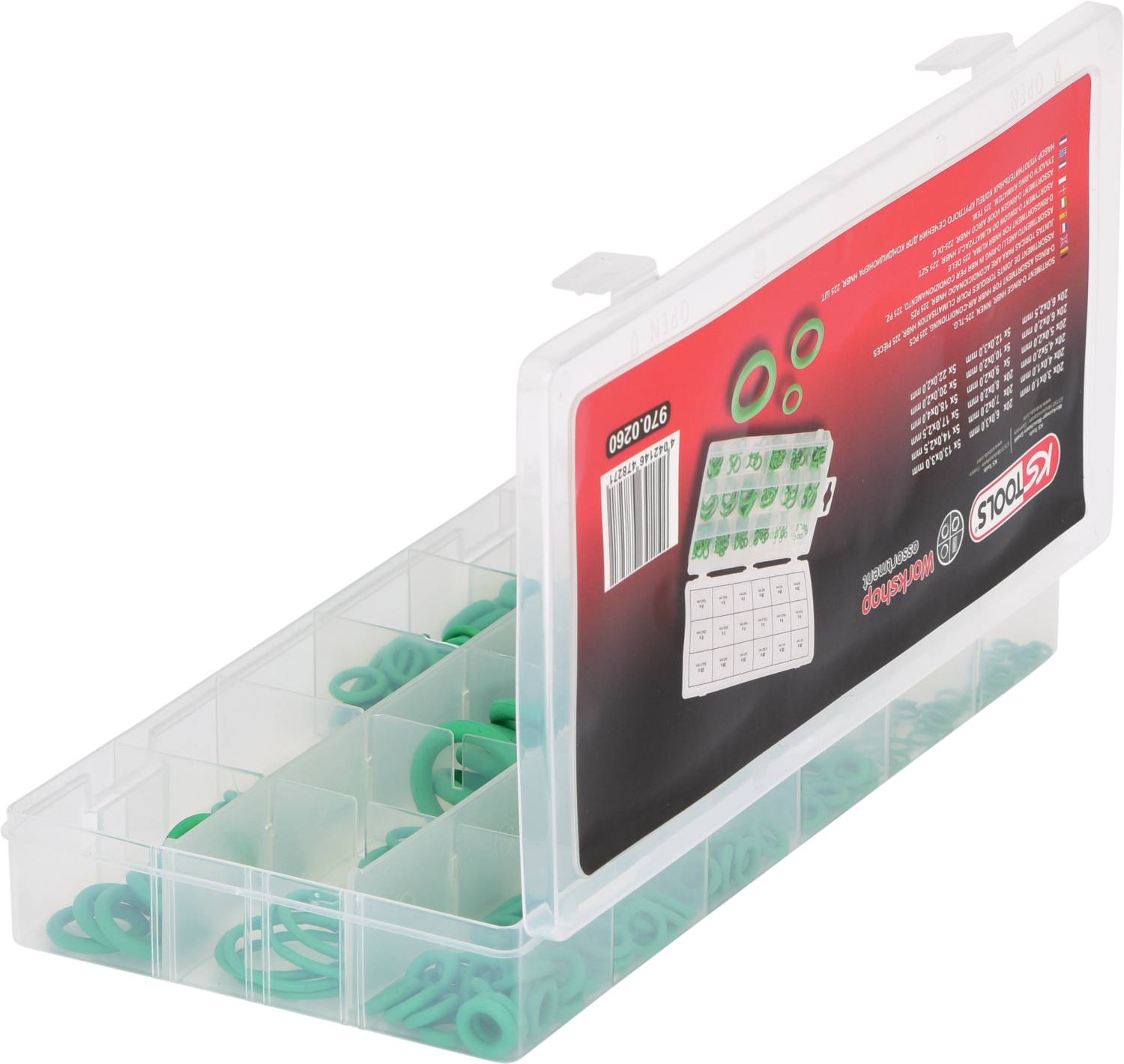 KS Tools Sortiment O-Ringe, HNBR, Innen Ø 3-22mm, 225-tlg 970.0260