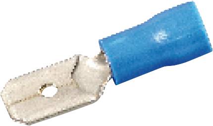 Blauer elektrische Flachsteckverbinder. Hauptsächlich zum Verbinden und Trennen von Kabeln in elektrischen Anwendungen verwendet.