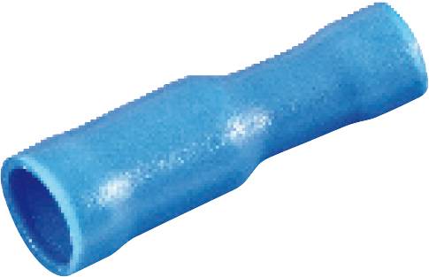 Ein blaues elektrisches Kabelverbinderhülsenteil, das zur Verbindung von Drähten verwendet wird.