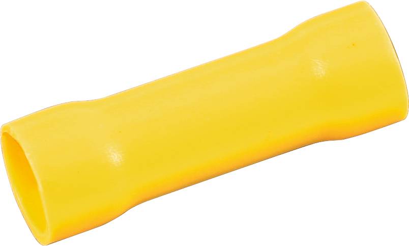 Gelbe isolierte Kabelverbinderhülse, zylindrisch, zur elektrischen Verbindung von Kabeln in Installationen.