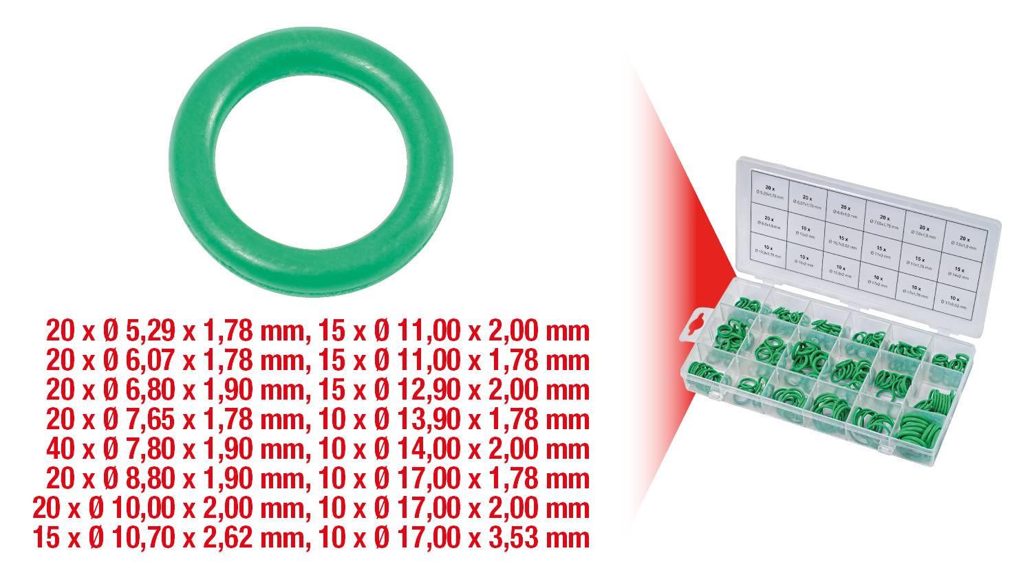 Sortiment O-Ringe für Klima, HNBR, 270-tlg KS Tools 970.0340