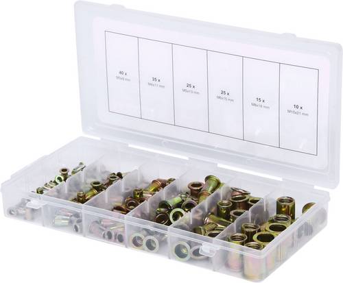 KS Tools 970.0610 Sortiment Gewindenieten, Stahl, M3x9mm-M10x21mm, 150-tlg