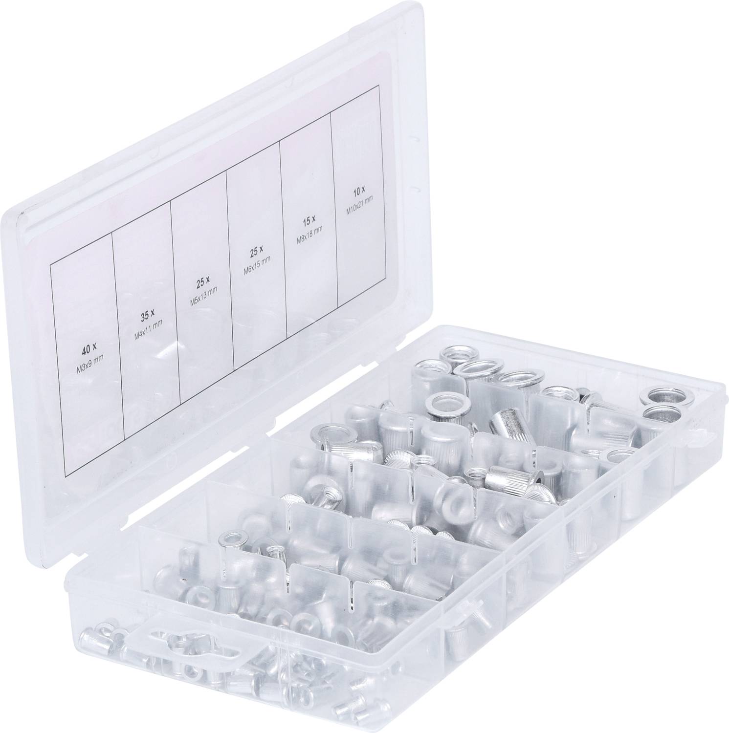 KS Tools 970.0620 Sortiment Gewindenieten, Aluminium, M3x9mm-M10x21mm, 150-tlg