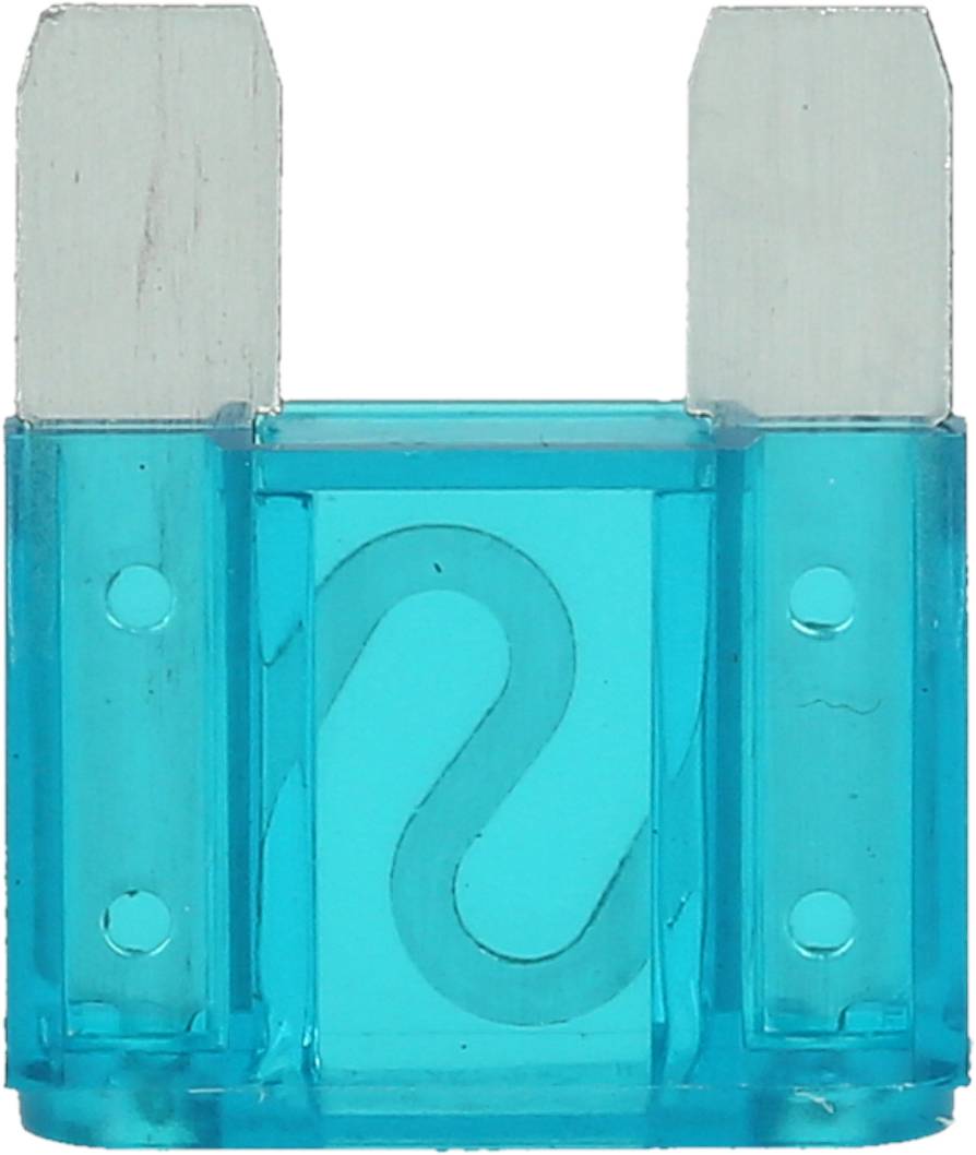 Eine blaue Glassicherung mit zwei Metallkontakten, die für elektrische Schutzsysteme verwendet wird.