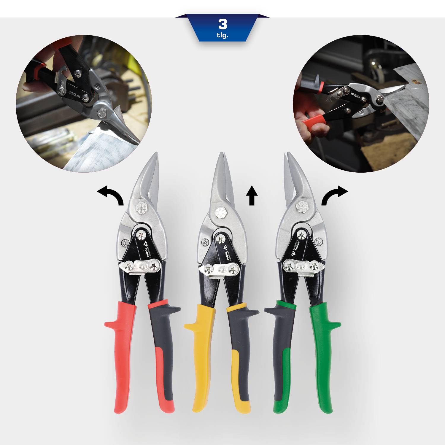 Brilliant Tools Hebel-Blechdurchgangsscheren-Satz, 3-tlg BT067200
