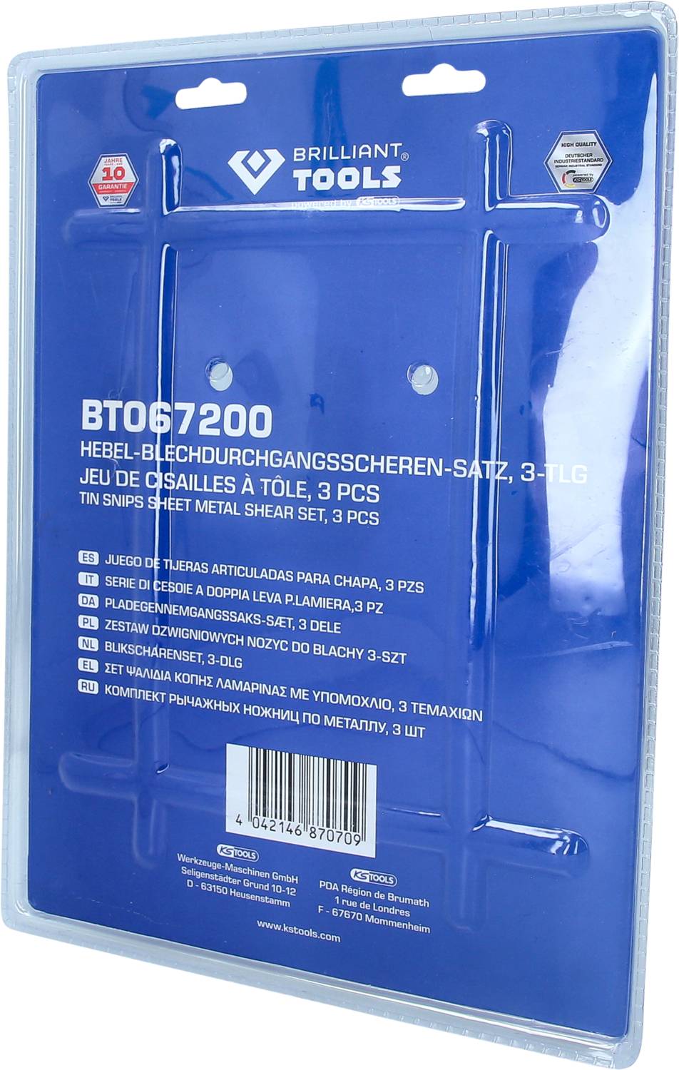 Brilliant Tools Hebel-Blechdurchgangsscheren-Satz, 3-tlg BT067200