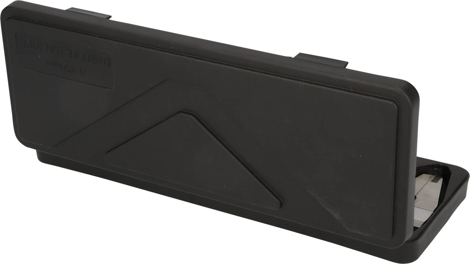 Schwarzes Kunststoffgehäuse eines Hygrometers für eine Sauna. Zeigt Feuchtigkeitsanzeige und Temperaturmessung an, im geschlossenen Zustand.