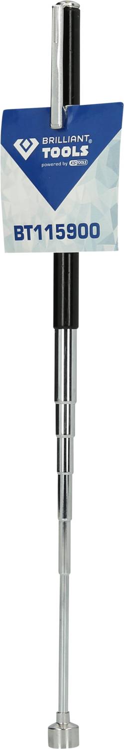 Teleskop-Magnetheber mit schwarz-silbernem Griff und blauer Verpackungsetikett mit 'BRILLIANT TOOLS BT115900'.