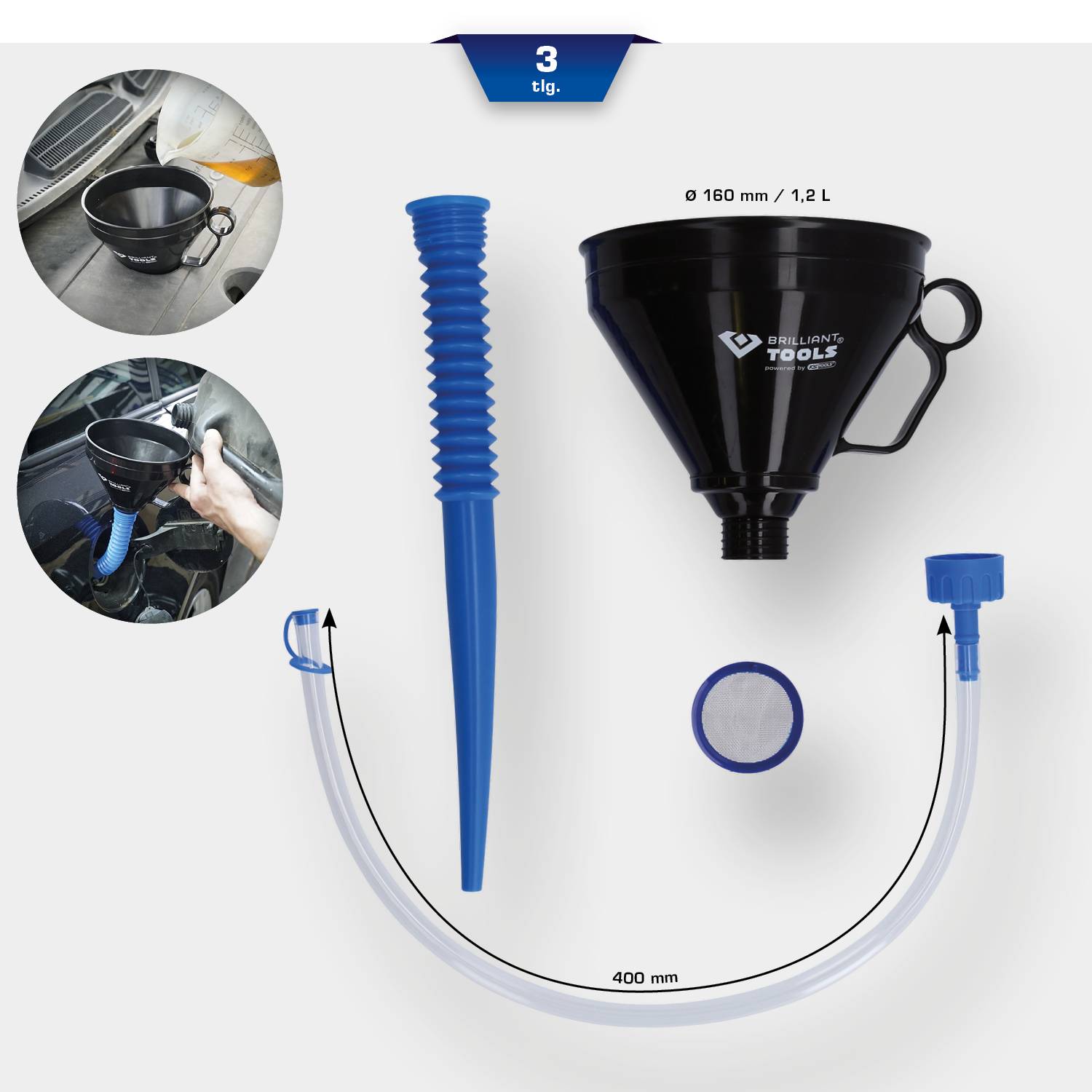 Brilliant Tools BT156916 Universal-Trichter-Satz, 3-tlg
