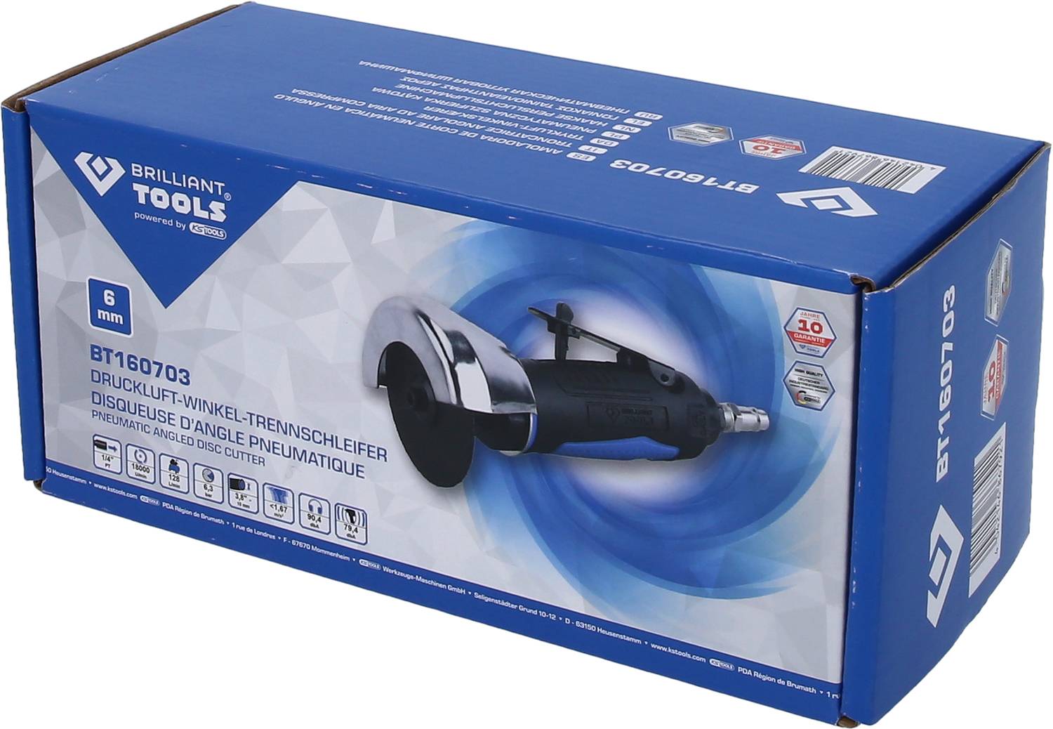 Brilliant Tools BT160703 Druckluft-Winkel-Trennschleifer