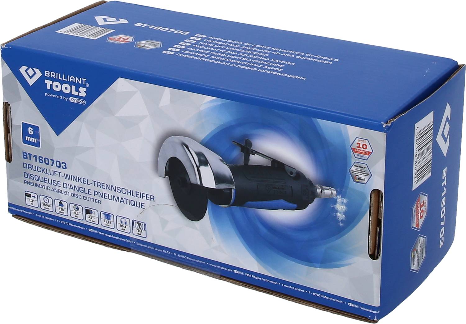 Brilliant Tools BT160703 Druckluft-Winkel-Trennschleifer