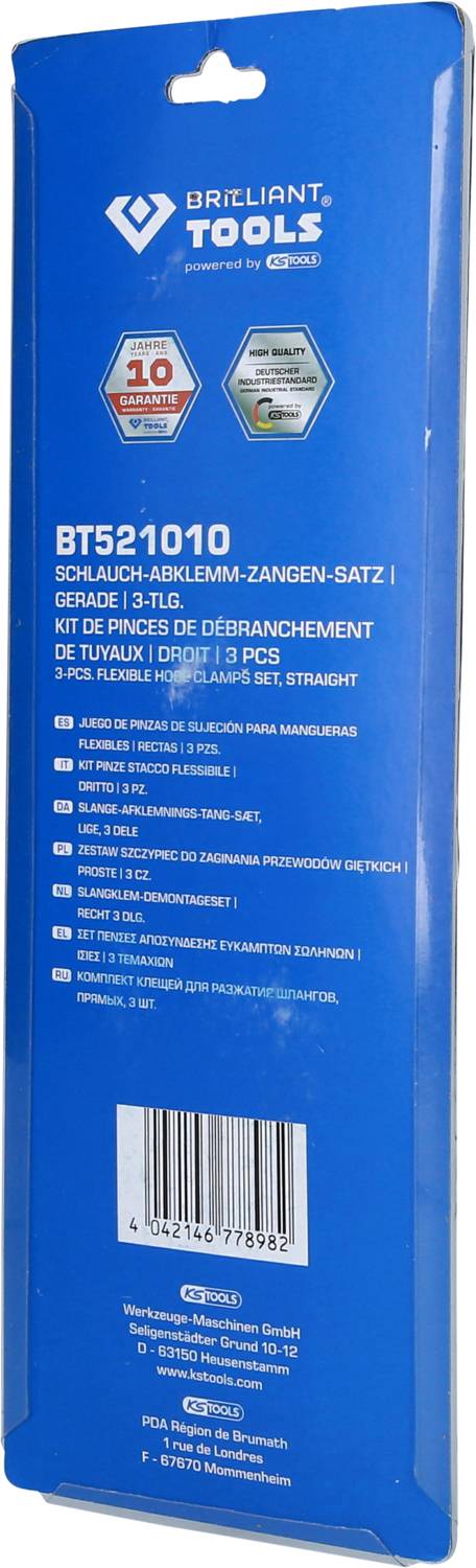 Brilliant Tools BT521010 Schlauch-Abklemm-Zangen-Satz, gerade, 3-tlg