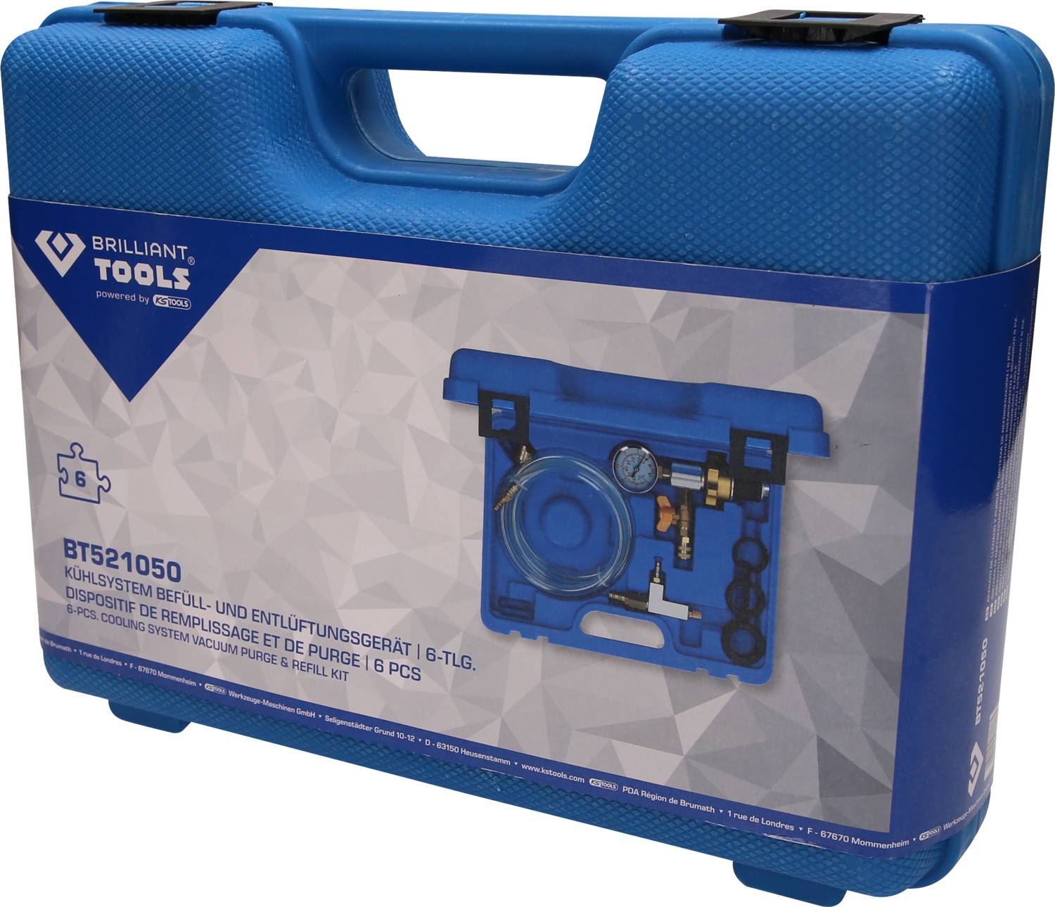 Brilliant Tools BT521050 Kühlsystem Befüll- und Entlüftungsgerät, 6-tlg