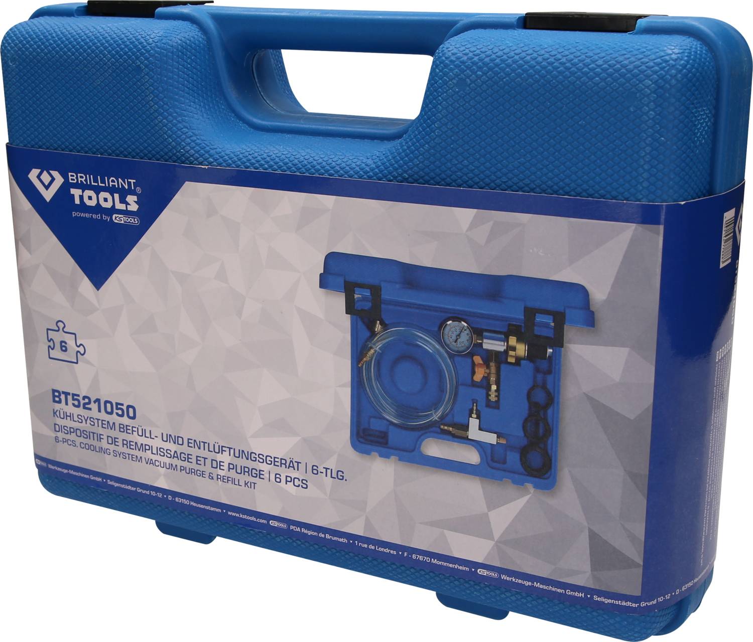 Brilliant Tools BT521050 Kühlsystem Befüll- und Entlüftungsgerät, 6-tlg