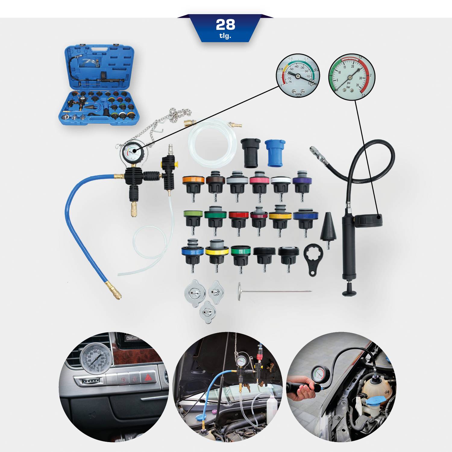 Brilliant Tools BT521150 Master Kühlsystem-Diagnose-Satz, 28-tlg