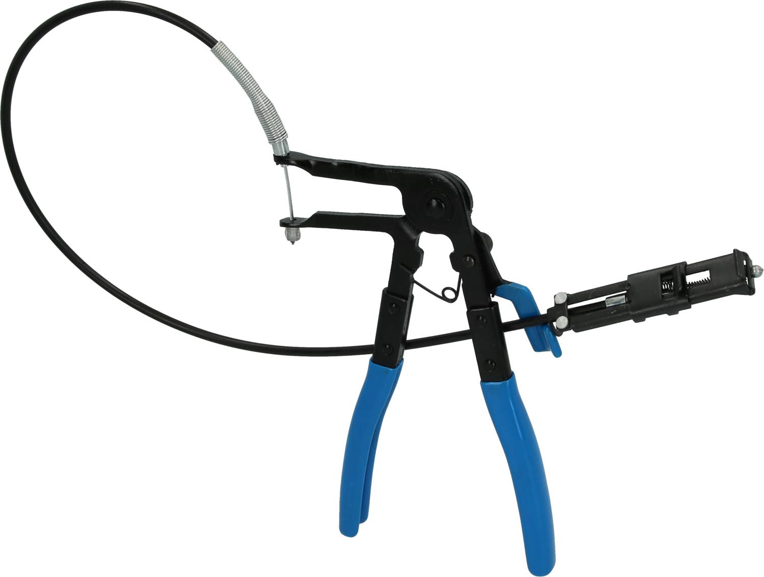Zange mit flexiblem Kabel für Arbeiten in schwer zugänglichen Bereichen, geeignet zum Lösen von Schellen in Fahrzeugen.