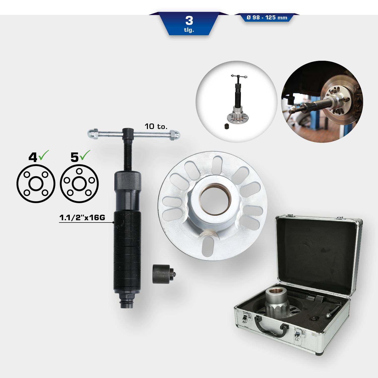 Hydraulischer Ausdrücker für Antriebswellen, 98 mm - 12,5 cm Brilliant Tools BT671250