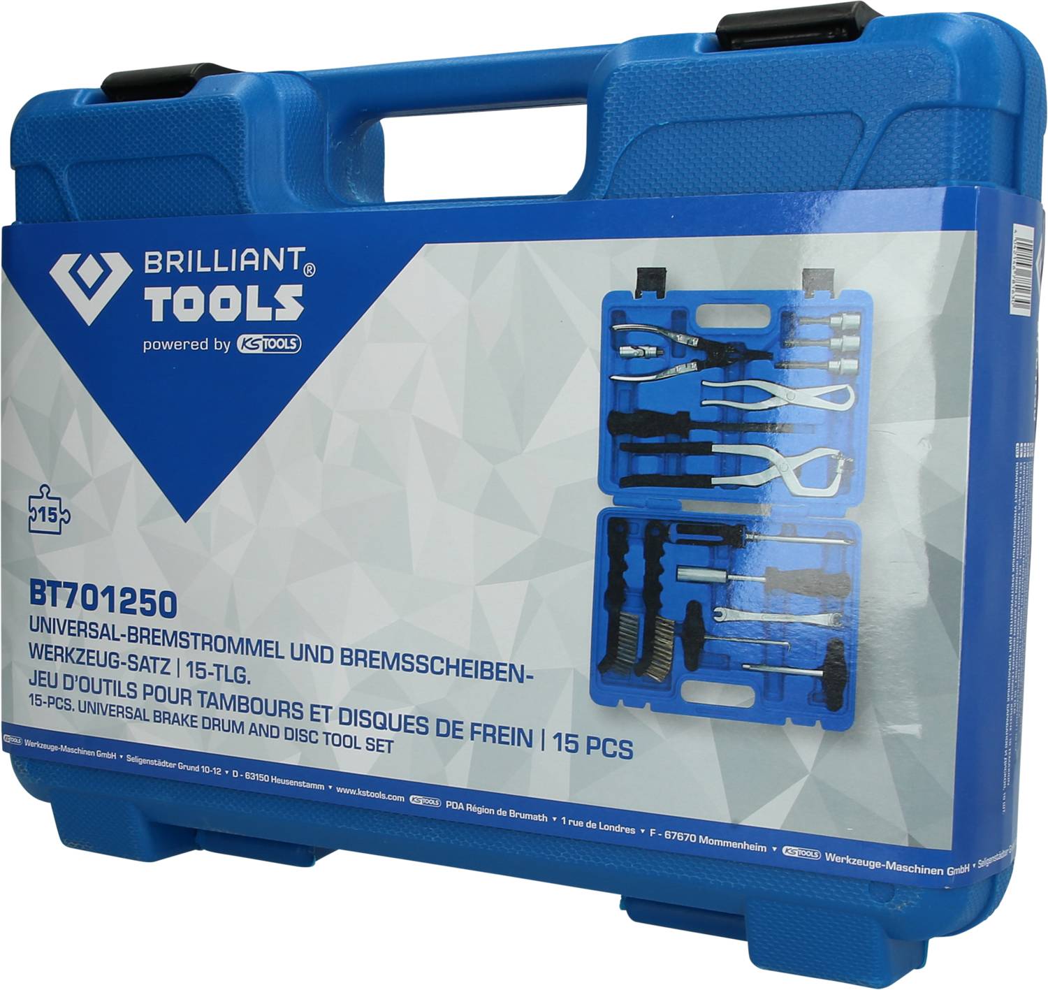 Brilliant Tools BT701250 Universal-Bremstrommel und Bremsscheiben-Werkzeug-Satz, 15-tlg