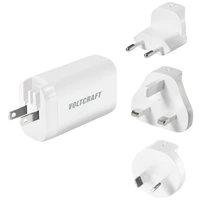 VOLTCRAFT UC-3ACX004 Reiseladeadapter 65W 1x USB-A, 2x USB-C® USB PD Weiß GaN, mit Europa-Adapter, mit UK-Adapter, mit VOLTCRAFT UC-3ACX004 Reiseladeadapter 65W 1x USB-A, 2x USB-C® USB PD Weiß GaN, mit Europa-Adapter, mit UK-Adapter, mit
