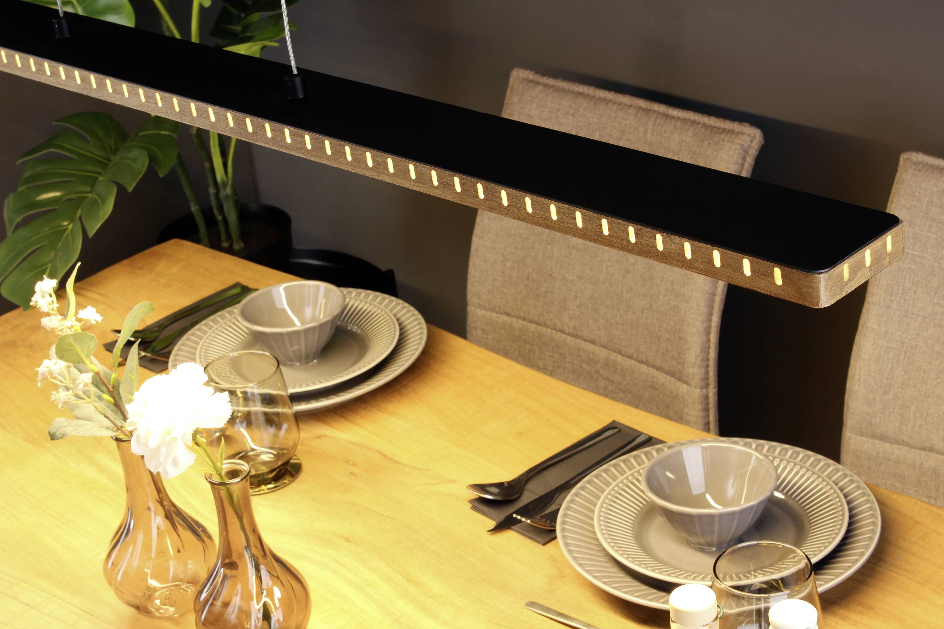 ECO-Light SOLARIS 9054L WO LED-Pendelleuchte LED 36W Schwarz, Holz