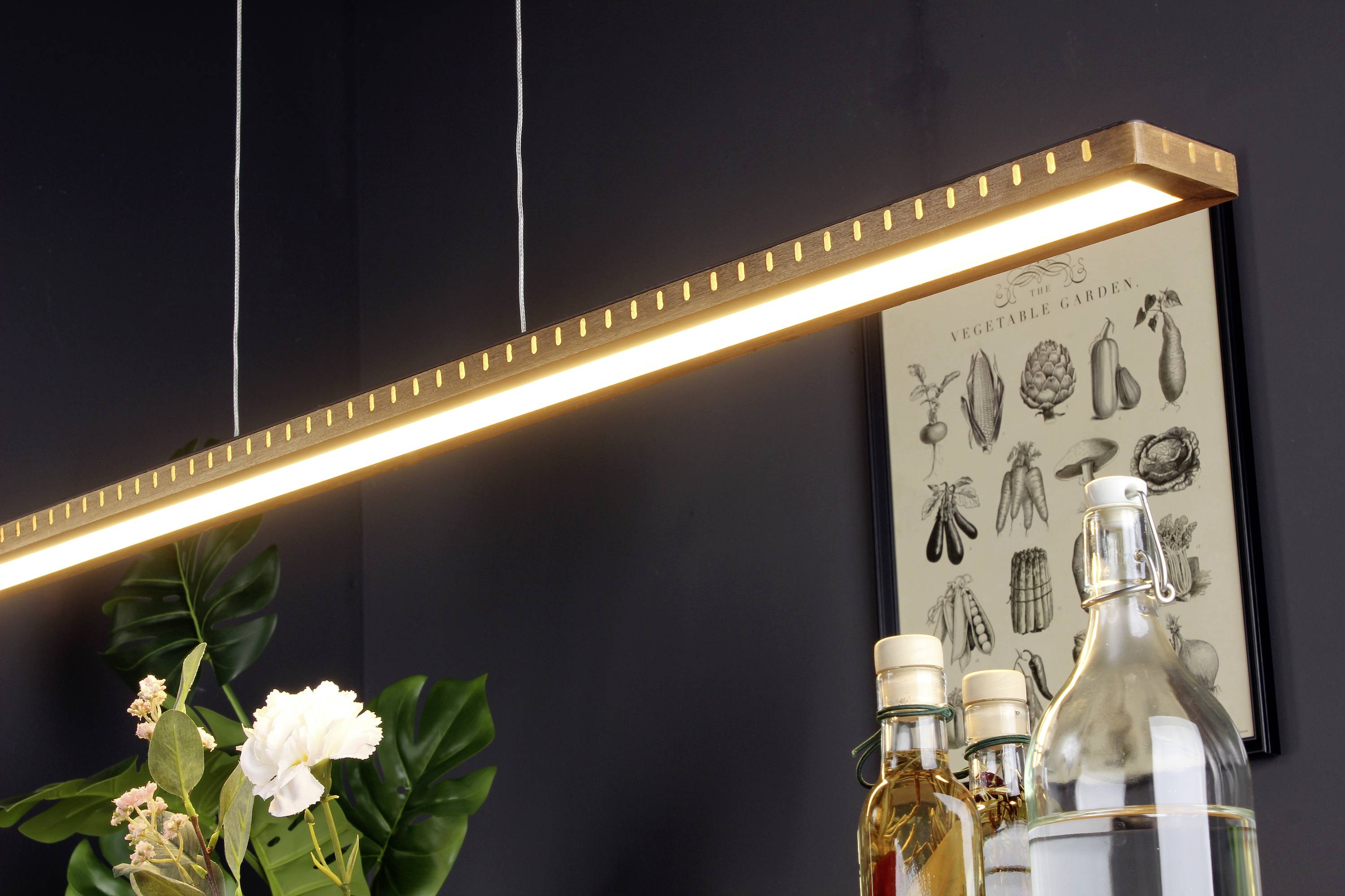 ECO-Light SOLARIS 9054L WO LED-Pendelleuchte LED 36W Schwarz, Holz