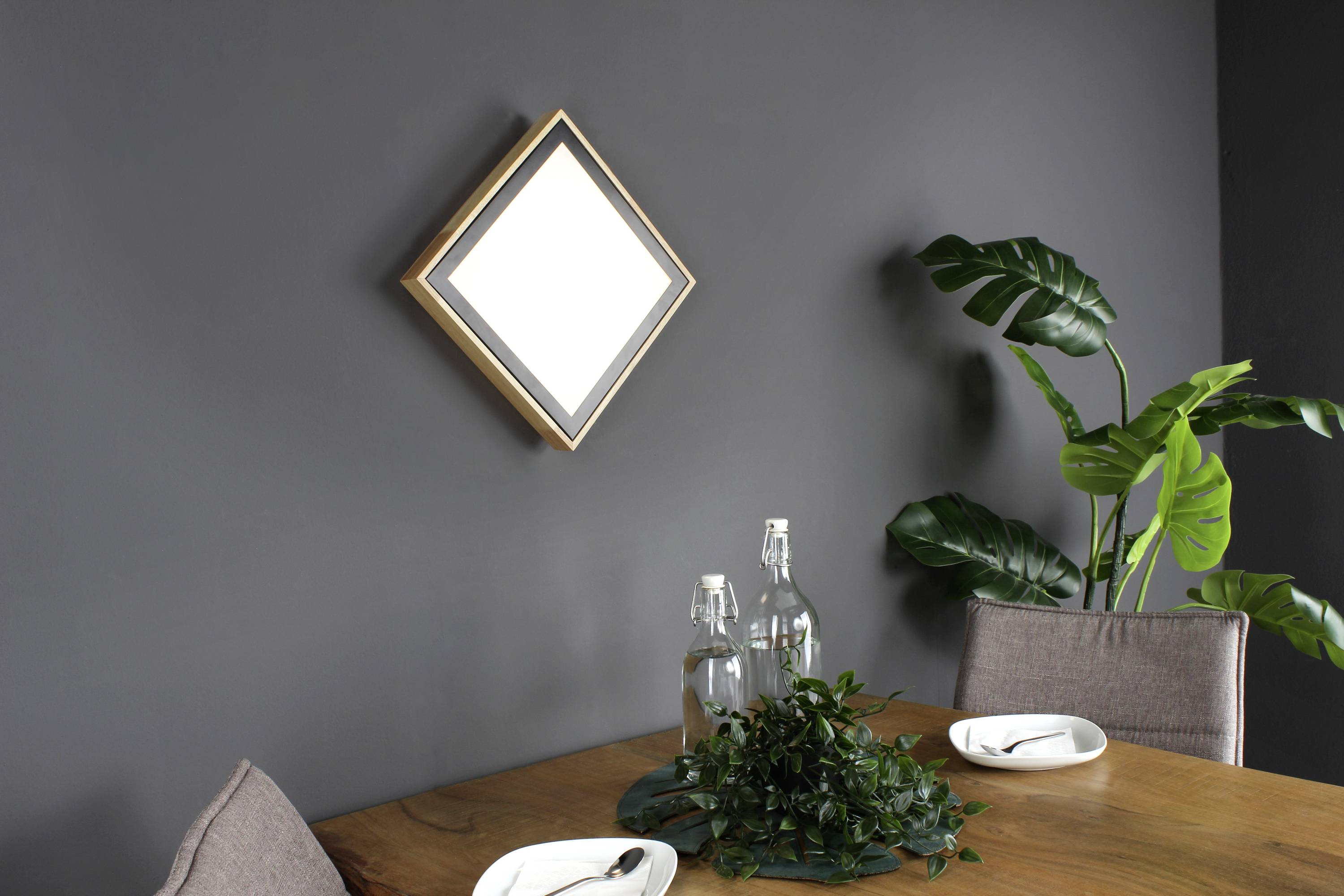 ECO-Light 9080 S WO SOLSTAR LED-Deckenleuchte LED 12W Holz, Schwarz, Weinrot