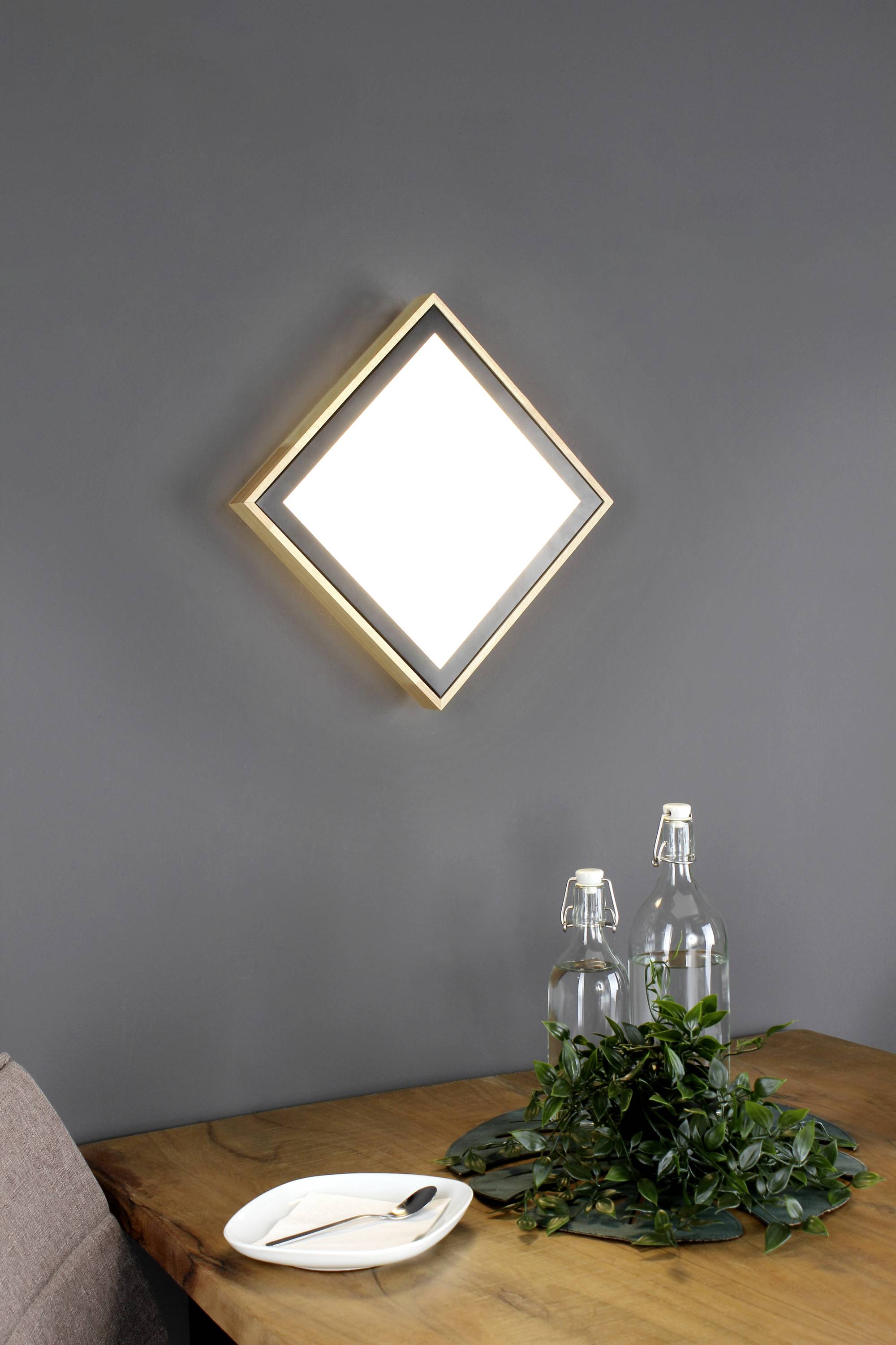 ECO-Light 9080 S WO SOLSTAR LED-Deckenleuchte LED 12W Holz, Schwarz, Weinrot