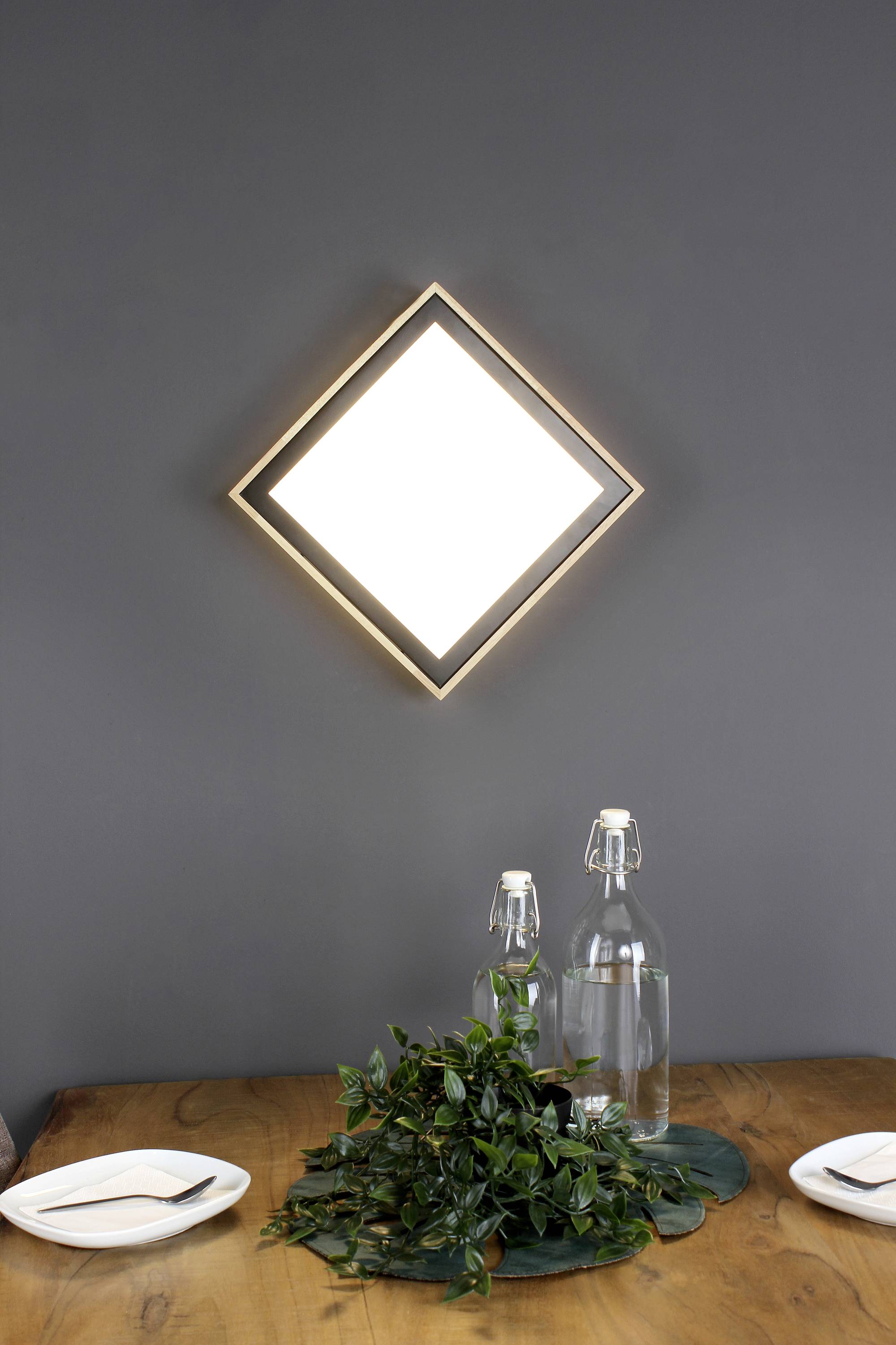 ECO-Light 9080 S WO SOLSTAR LED-Deckenleuchte LED 12W Holz, Schwarz, Weinrot