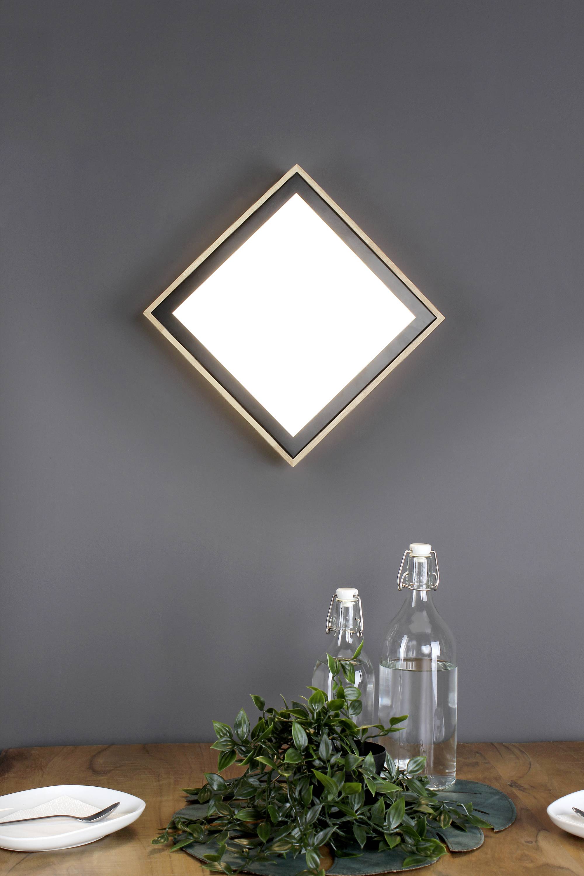 ECO-Light 9080 S WO SOLSTAR LED-Deckenleuchte LED 12W Holz, Schwarz, Weinrot