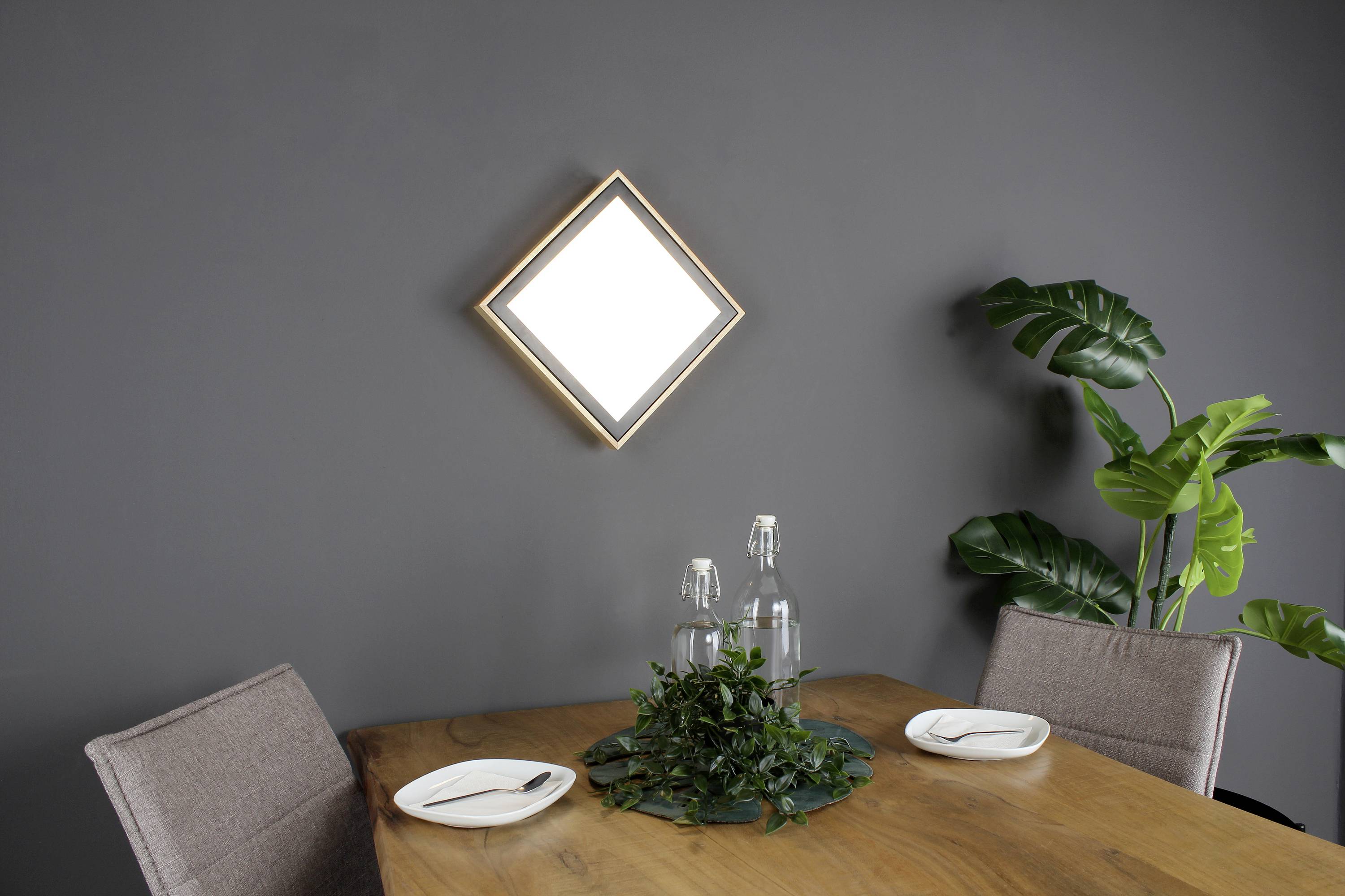 ECO-Light 9080 S WO SOLSTAR LED-Deckenleuchte LED 12W Holz, Schwarz, Weinrot