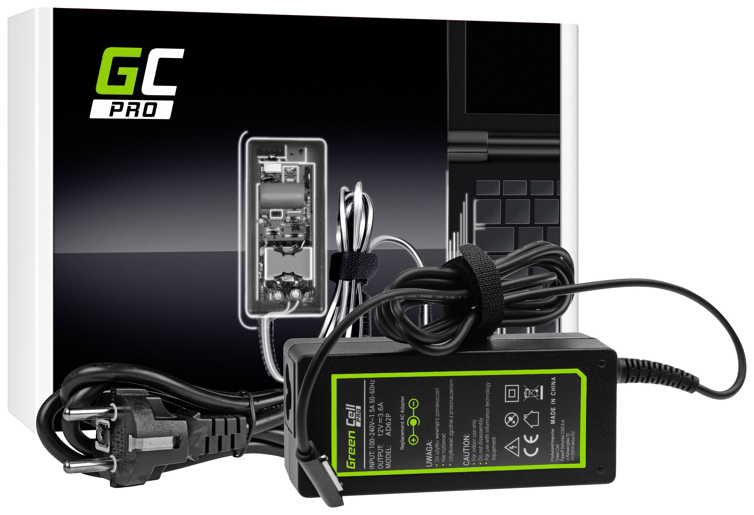 Green Cell GC-AD62P Notebook-Netzteil 48W 12V 3.6A