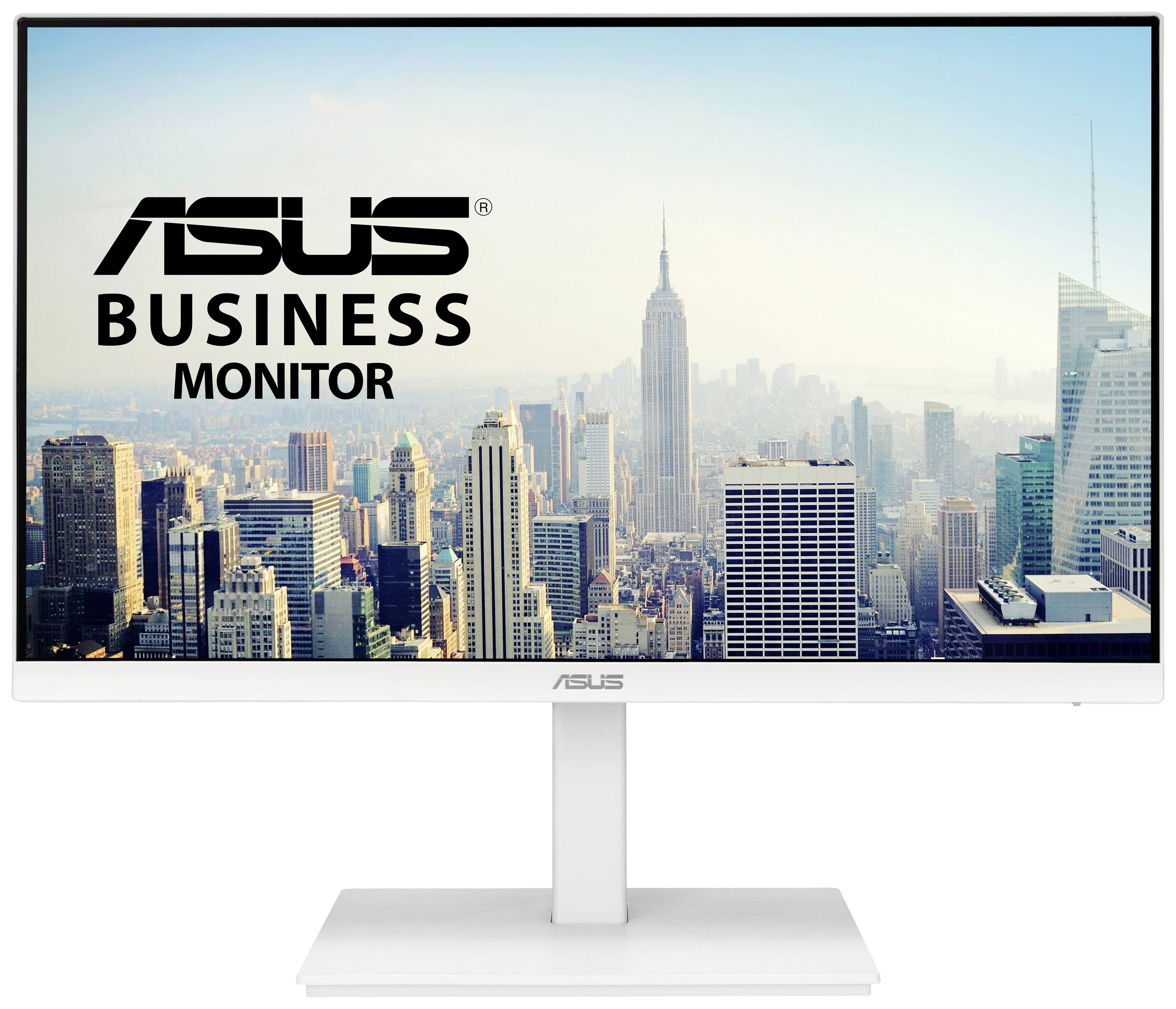 Ein ASUS Business Monitor zeigt die Skyline von New York City mit Wolkenkratzern und dem Empire State Building im Hintergrund.