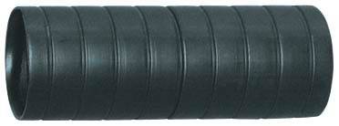 Schwarzer, zylindrischer Gummischlauch mit gerippter Oberfläche, häufig verwendet in Anwendungen für flexible Verbindungen in Leitungen.