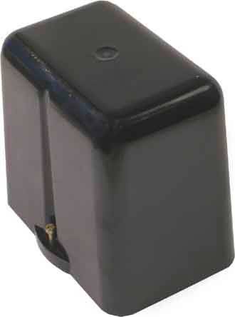 Ein schwarzes, rechteckiges Gehäuse mit abgerundeten Ecken, vermutlich eine elektronische Komponente oder Schutzabdeckung.