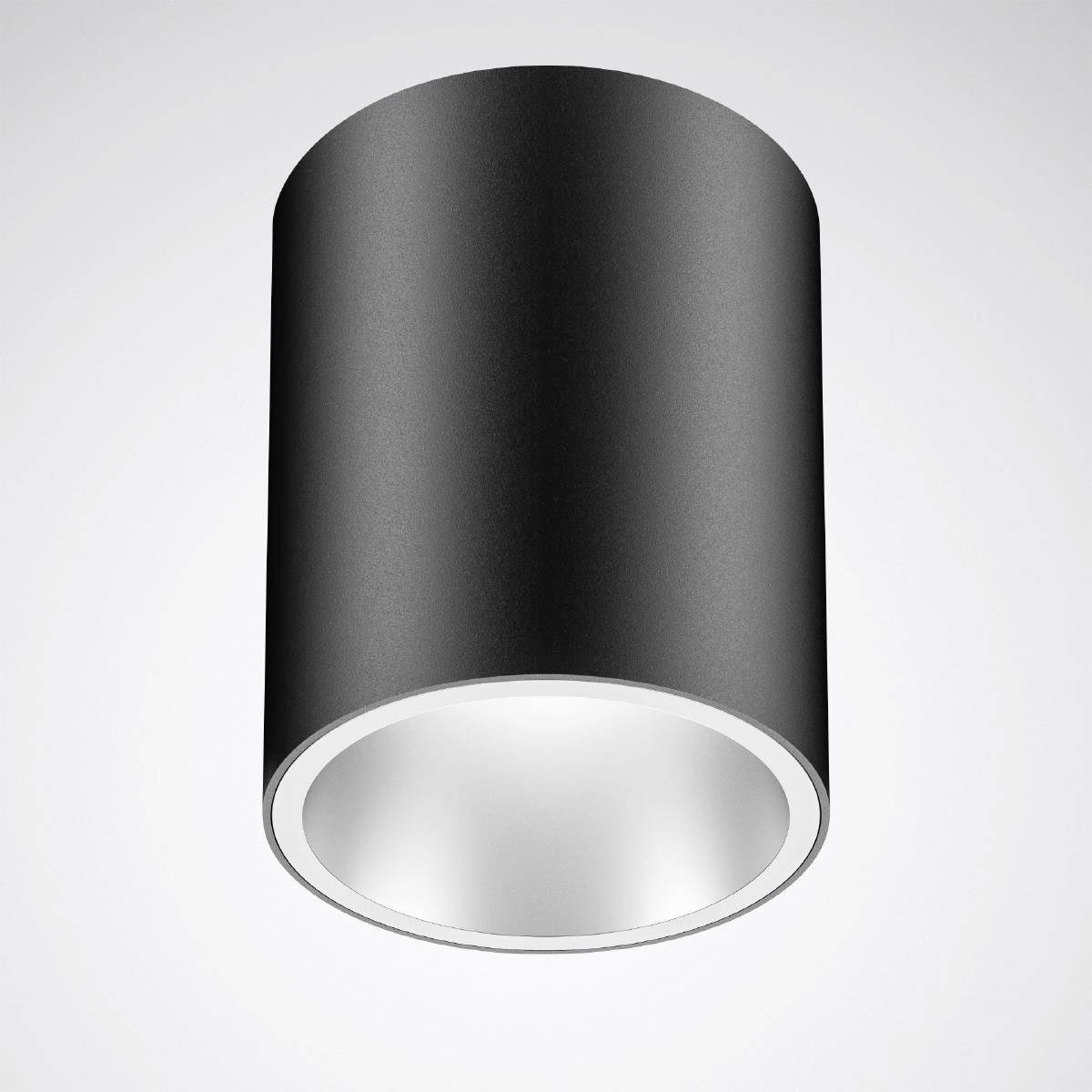 Runde, schwarze Deckenleuchte mit schlichter, moderner Gestaltung.