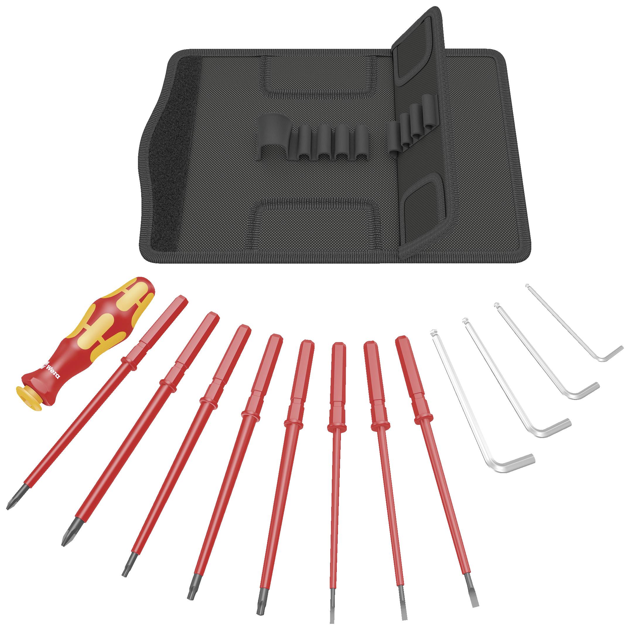 Wera 05100023001 VDE Wechselklingen-Set 14teilig Schlitz, Kreuzschlitz Phillips, Innen-TORX, Winkelschlüssel