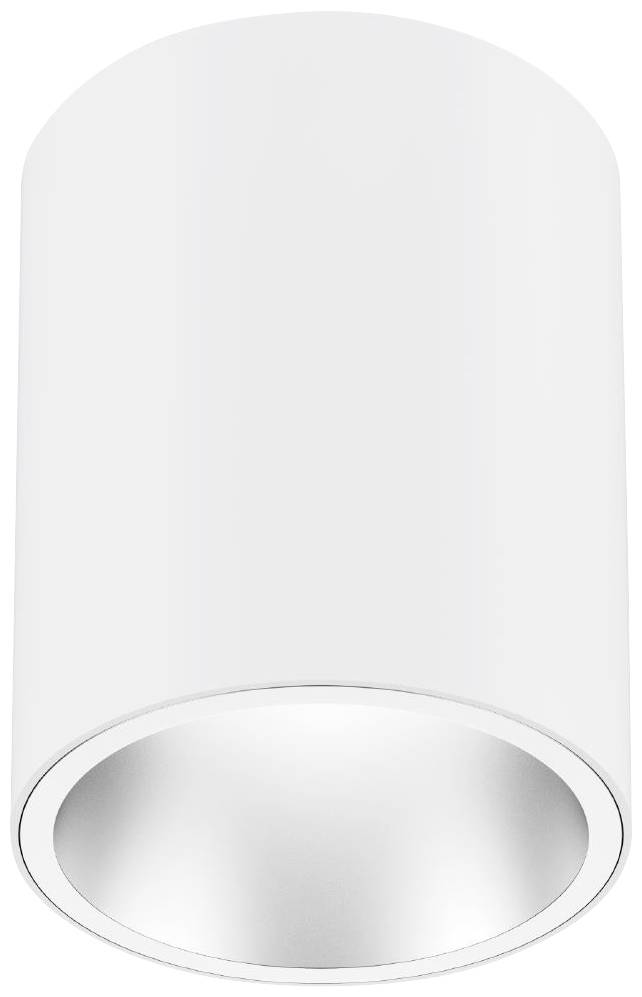 Ein zylindrischer, weißer Deckenstrahler mit einem glatten, modernen Design.