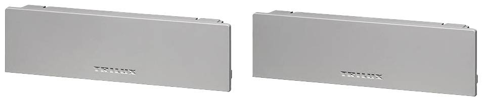 Zwei silberne Metallplatten mit Lüftungsschlitzen in der Mitte.