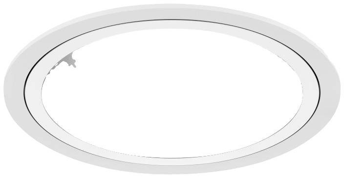Rundes weißes Objekt, möglicherweise eine Deckenleuchte oder Lüftungsöffnung, in einem schlichten, modernen Design.