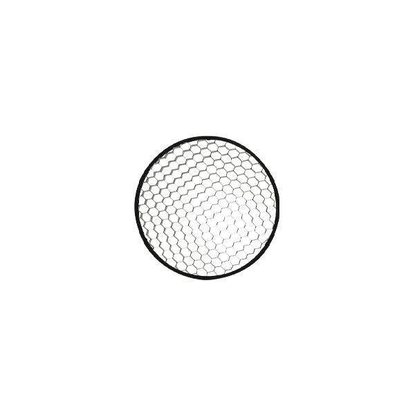 Kreisförmiges Wabengittermuster, schwarz auf weißem Hintergrund.