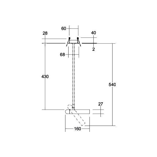 Technische Zeichnung eines Doppeltür-Scharnierbeschlags mit Maßangaben: Höhe 540 mm, Breite 160 mm. Zeigt Dimensionen und Bohrpositionen.