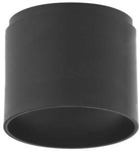 Ein zylindrisches, schwarzes Rohrstück, das oben geschlossen und unten offen ist. Es erscheint einfach und funktional.