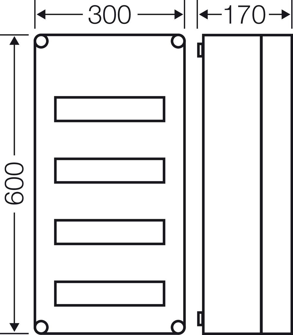 Hensel 20001546 Mi 1441 Wandgehäuse Anzahl Reihen = 4 Inhalt 1St.