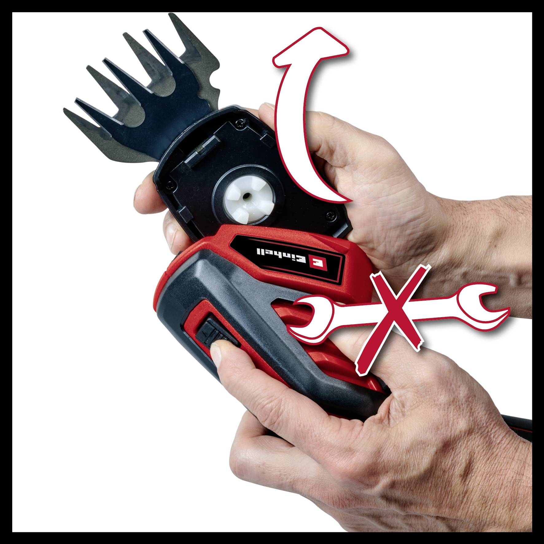 Einhell 3410365 GC-CG 3,6/70 Li WT Akku Grasschere, Strauchschere ohne Stiel, inkl. Gras- und Strauchscherenvorsatz, inkl. Akku