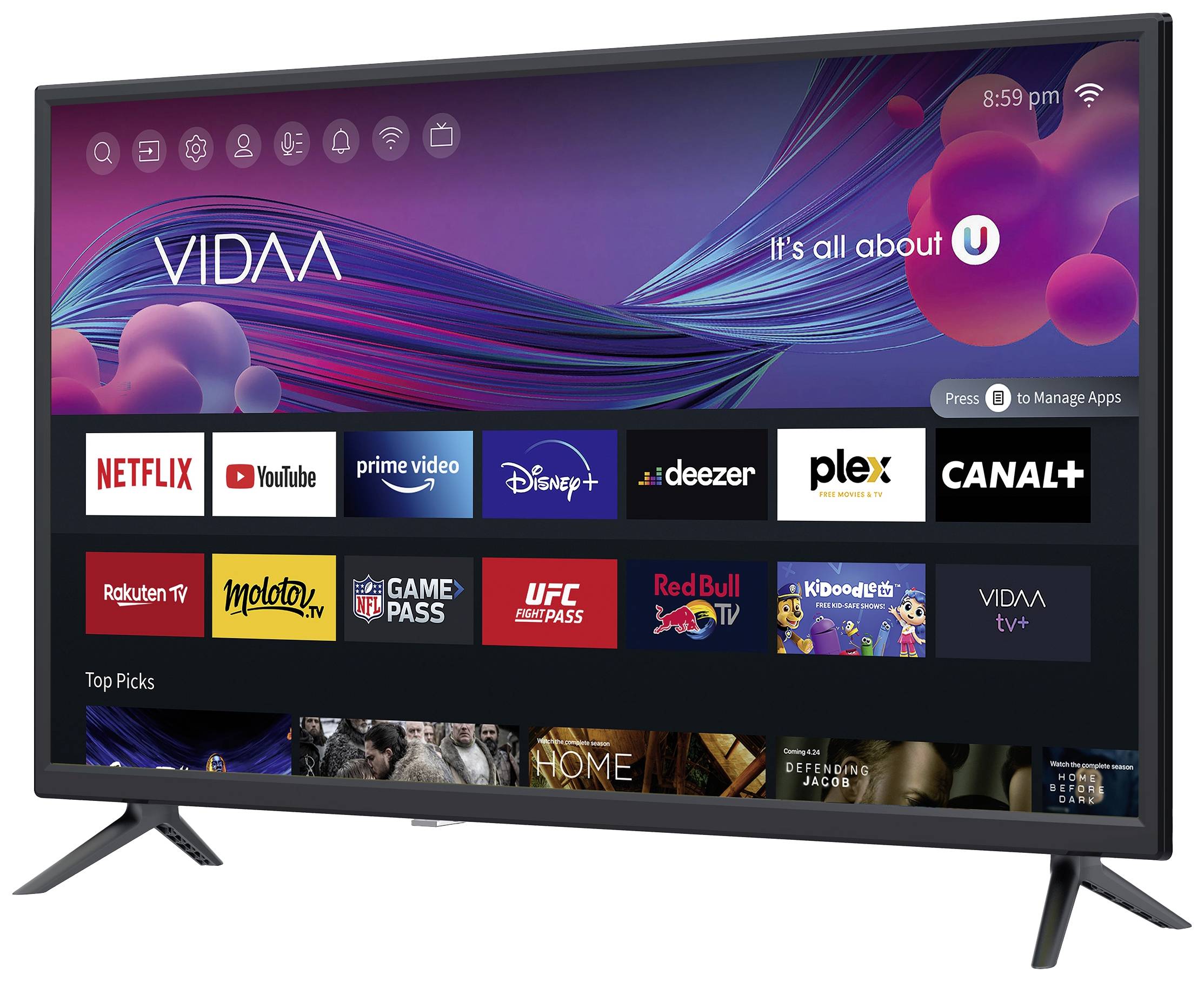 JTC OS23252HSV LED-TV 80cm 32 Zoll EEK E (A - G) CI+, DVB-C, DVB-S2, DVB-T2 HD, Smart TV, WLAN Schwarz