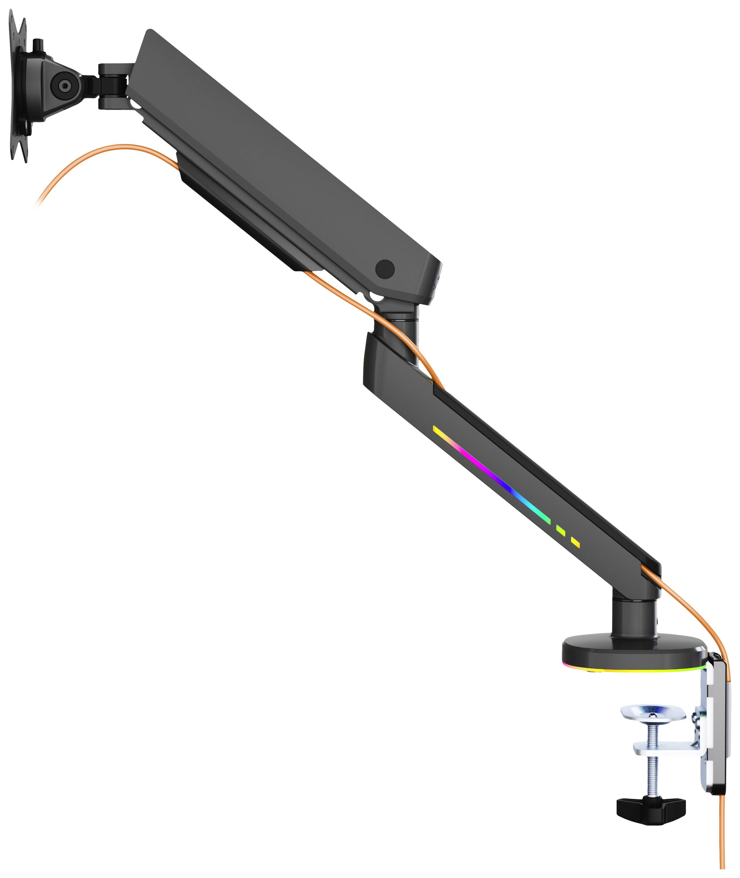 DELTACO GAMING RGB Single 1fach Monitor-Tischhalterung 43,2cm (17") - 81,3cm (32") Schwarz Neigbar, Schwenkbar, Drehbar