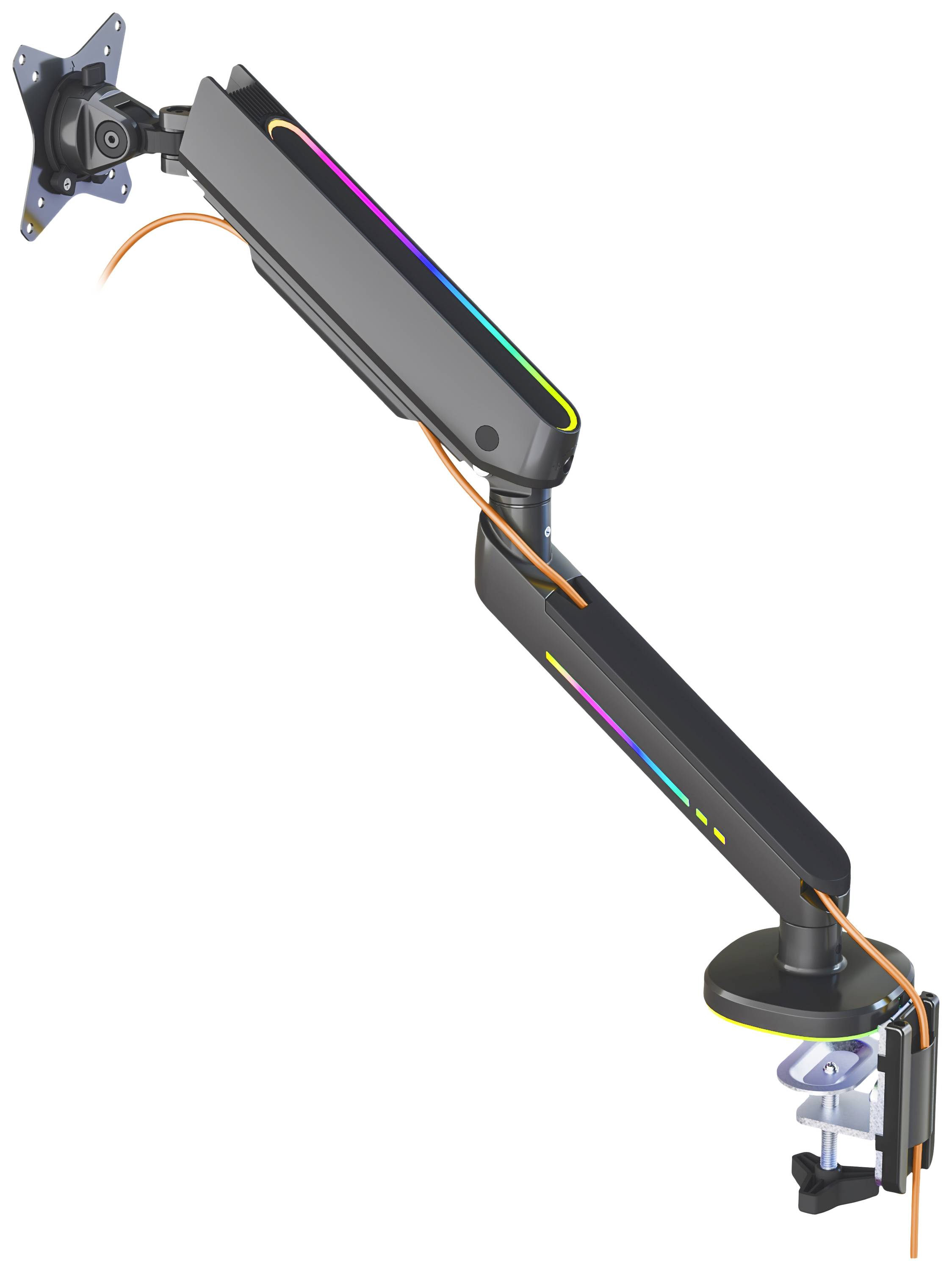 DELTACO GAMING Monitor-Tischhalterung RGB Single 1 Display(s) 43,2 cm (17") - 81,3 cm (32") Schwarz Neigbar, Schwenkbar, Drehbar