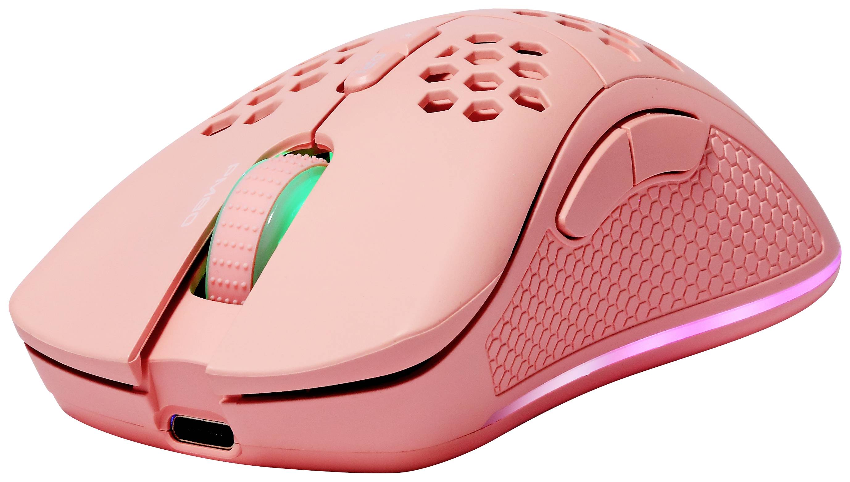 DELTACO GAMING PM80 Gaming-Maus Funk Optisch Pink 7 Tasten 4800 dpi Beleuchtet, Wiederaufladbar