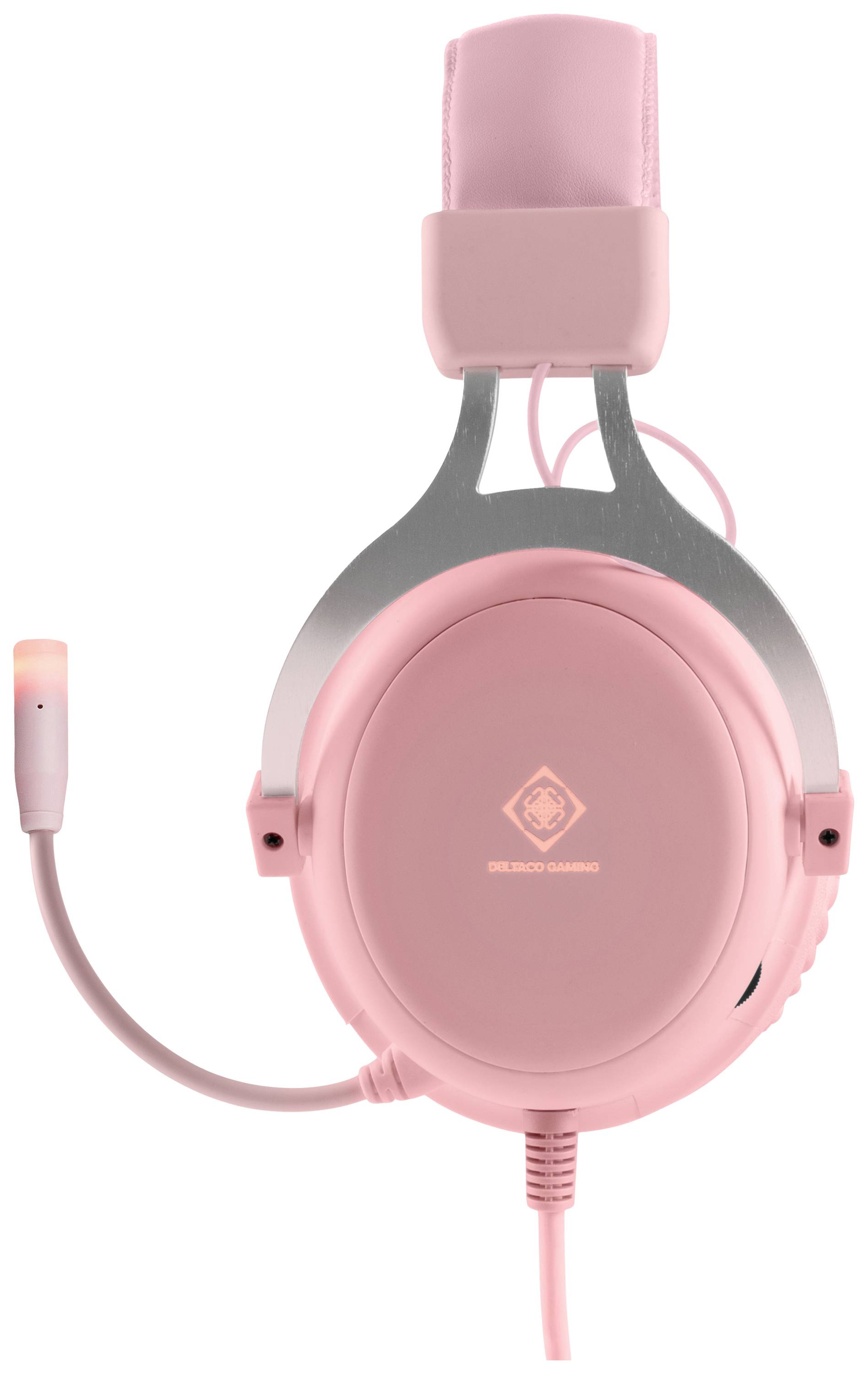 DELTACO GAMING PH85 Over Ear Headset kabelgebunden Stereo Pink, Rosa Mikrofon-Stummschaltung Gaming