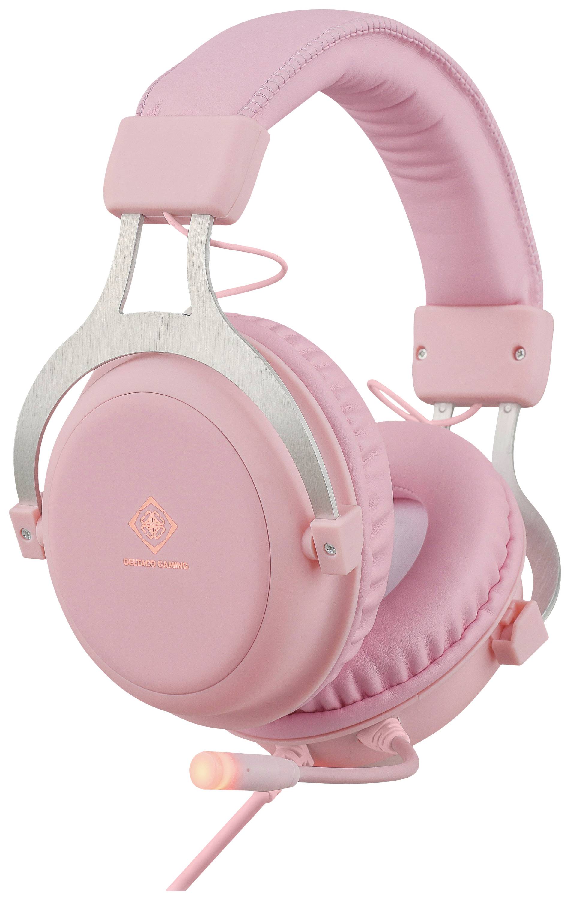 DELTACO GAMING PH85 Over Ear Headset kabelgebunden Stereo Pink, Rosa Mikrofon-Stummschaltung Gaming